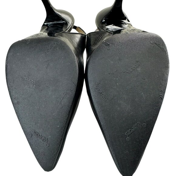 Chanel Shoes Slingback Heel Pumps Size 36/5.5 Black Leather Slip-On Pointed Toe - Picture 11 of 16